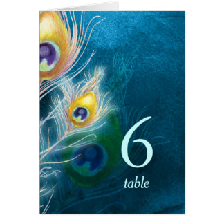 Hip Stylish Peacock Blue Boda números de tabla