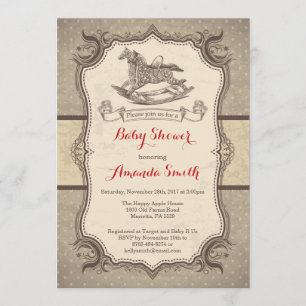 Hípica Baby Shower Invitación a cosquillas Retro