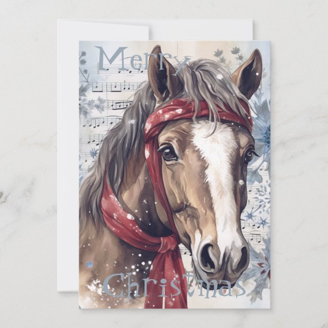 Hípica Navidad de invierno acuarela (Anverso)