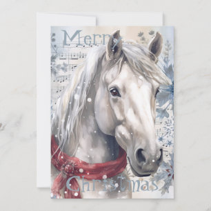 Hípica Navidad de invierno acuarela