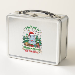 Hipopótamo Navidad Hipopótamo Sombrero Santa Árbol