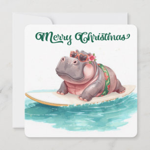 Hipopótamo Surfista Bikini Navidad 