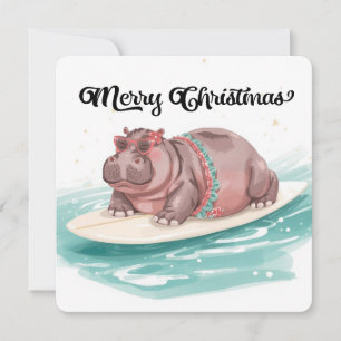 Hipopótamo Surfista Bikini Navidad 