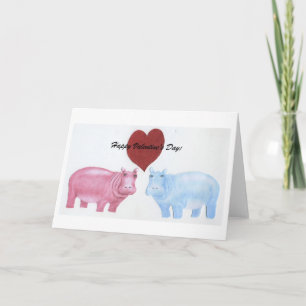 Hipopótamos de la tarjeta del día de San Valentín