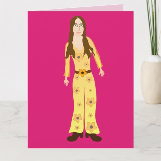 HIPPIE CHICK 1960 TARJETA DE CUMPLEAÑOS PARA AMIGO (Anverso)