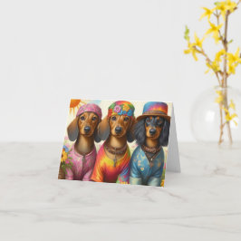 Hippie Dachshunds cualquier tarjeta de ocasión