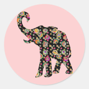 Hippie Elephant Pegatina