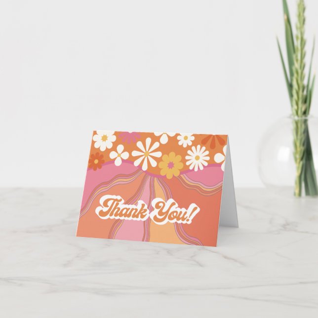 Hippie Flower Power 70s 60s Gracias tarjeta de not (Anverso)