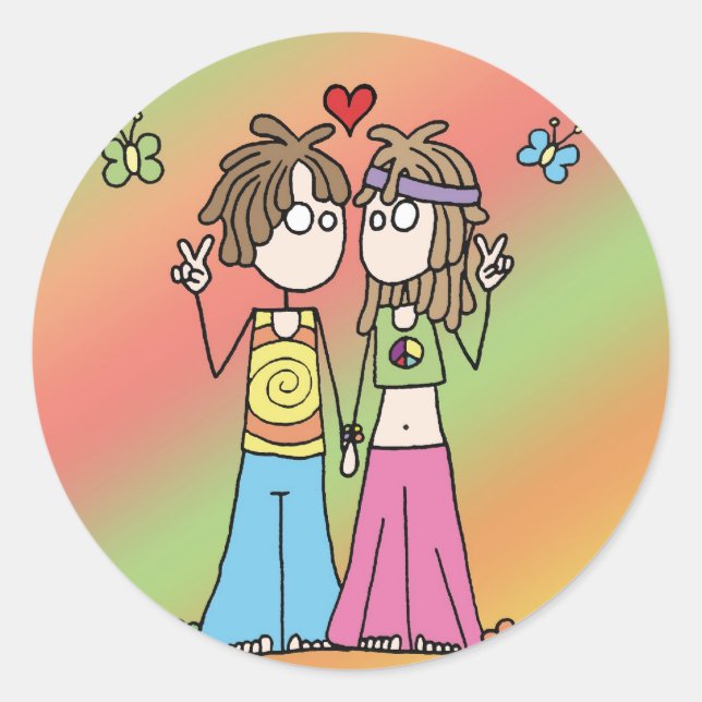 Hippie Lovers Pegatinas (Anverso)