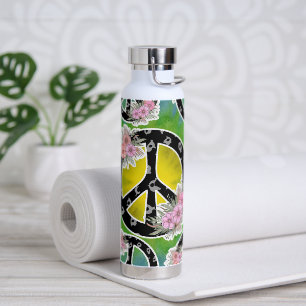 Hippie Peace Tie Dye Flowers Botella Tumbler