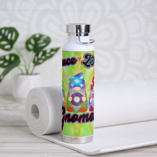 Hippie Peace Tie Dye Gnomes Love Tumbler Botella (Yoga)