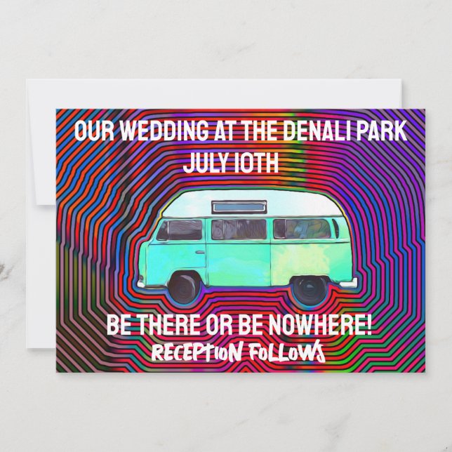 HIPPIE PERSONALIZADO DE INVITACIONES DE BODA VAN D (Anverso)
