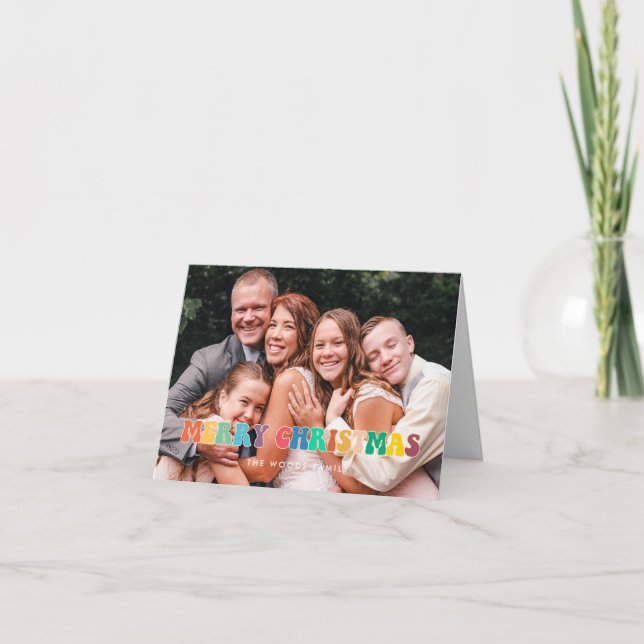 Hippie retro 60 Divertido Feliz Navidad Fotografía (Anverso)