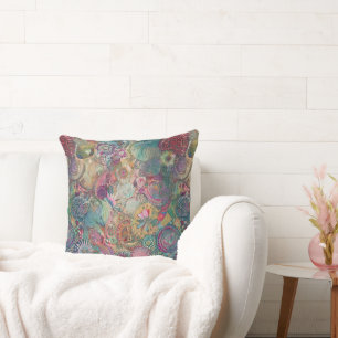 Hippie retro: almohada cuadrada de fantasía