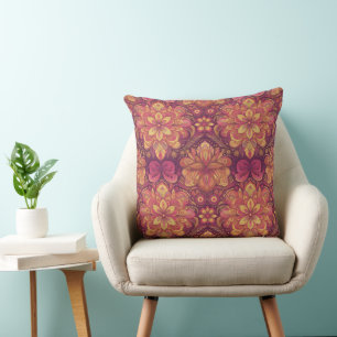 Hippie retro: almohada cuadrada de viaje por carre