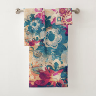 Hippie retro: Juego de toallas de flores silvestre