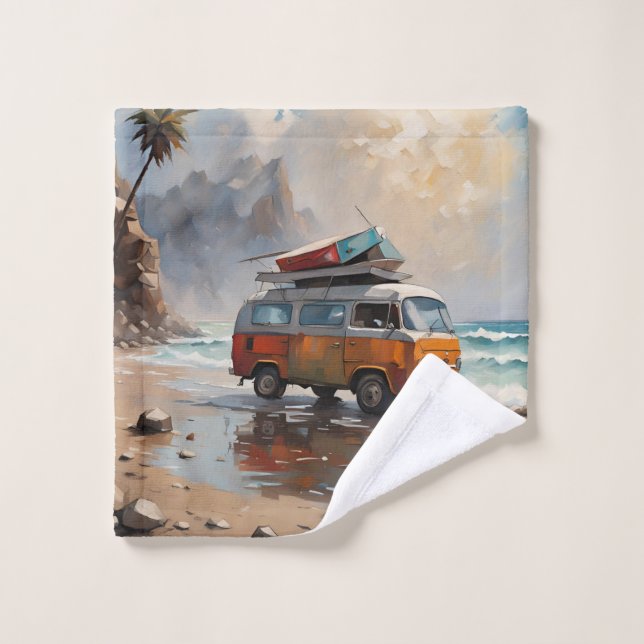 Hippie Van Seascape Traveller Mood Art (Toallita)