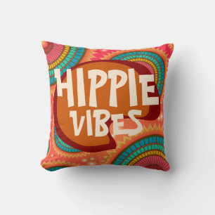 Hippie Vibes color retro vintage Cojín decorativo