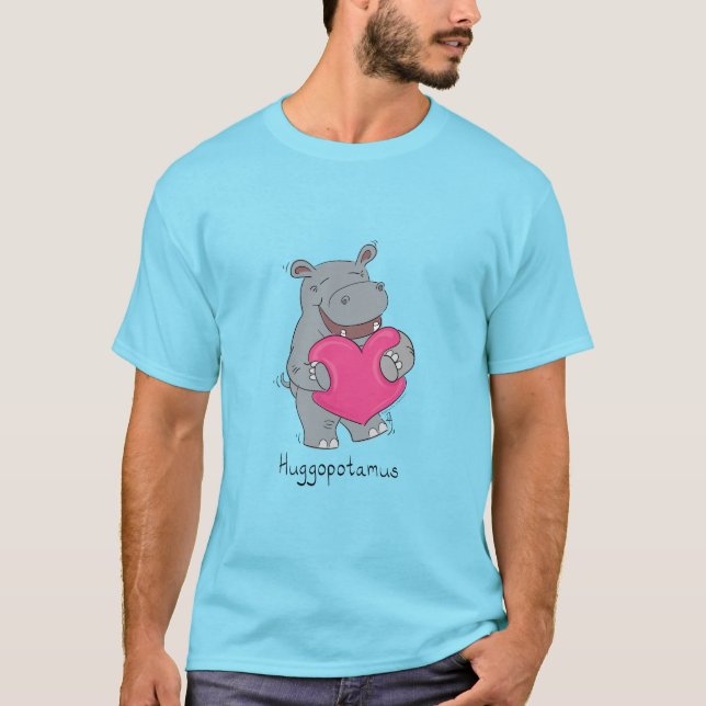 Hippo abraza día de San Valentín camiseta azul (Anverso)