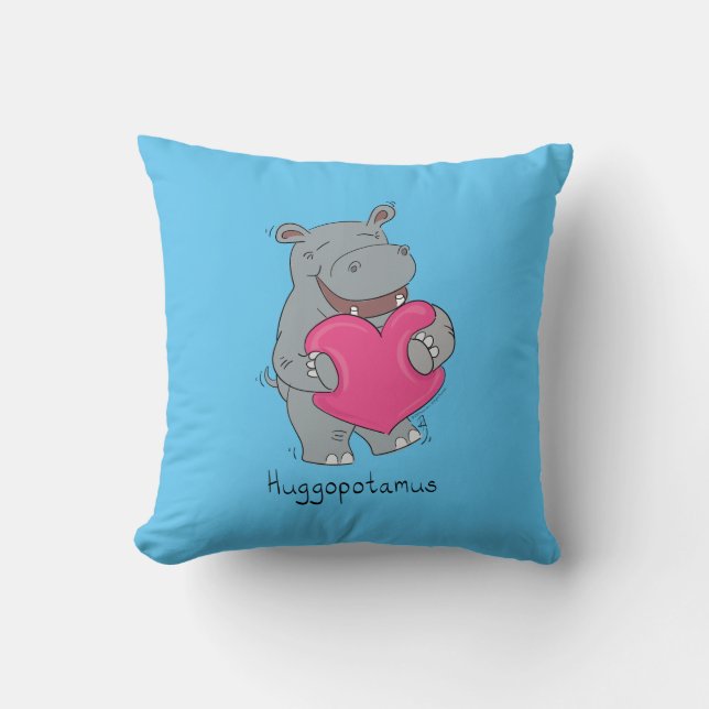 Hippo abraza la almohada del día de San Valentín (Anverso)