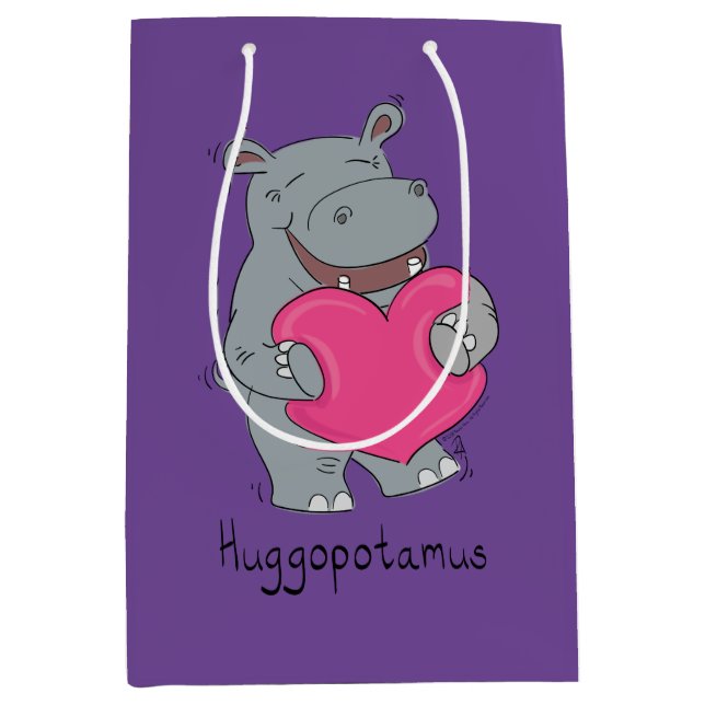 Hippo abraza la bolsa de regalo de San Valentín (Anverso)