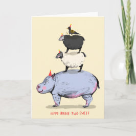 ¡Hippo, Birdie, Dos Oyas! Tarjeta de cumpleaños