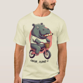 Hippo en bicicleta "Lighter, por favor" camiseta c