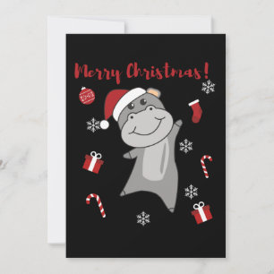 Hippo Feliz Navidad Animales de Invierno Hipopotam
