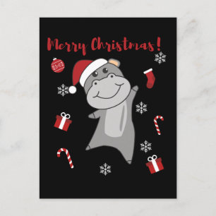 Hippo Feliz Navidad Animales de Invierno Hipopotam