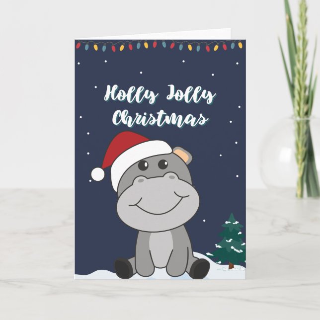 Hippo Feliz Navidad Animales de Invierno Hippos Fi (Anverso)