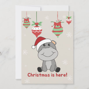 Hippo Feliz Navidad Animales de Invierno Hippos Fi