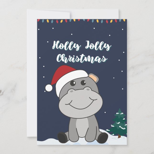 Hippo Feliz Navidad Animales de Invierno Hippos Ho (Anverso)