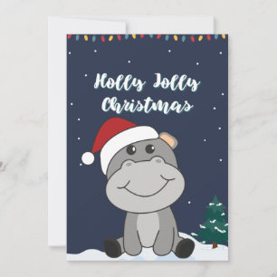 Hippo Feliz Navidad Animales de Invierno Hippos Ho