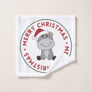 Hippo Feliz Navidad Invierno Animales Hippos Wash