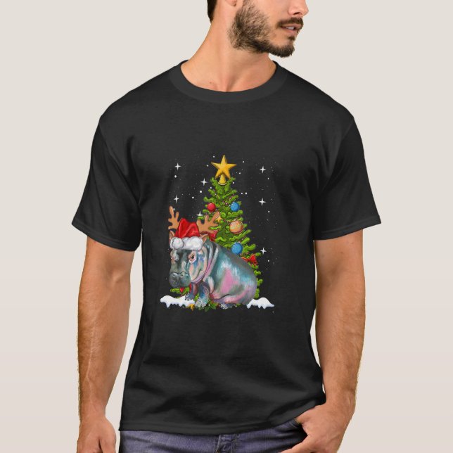 Hippo Fiona Árbol de Navidad Hippopótamo Camiseta (Anverso)