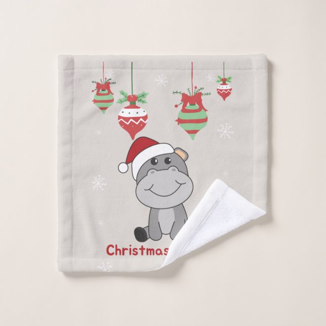 Hippo Merry Christmas Winter Animals Hippos Wash C (Toallita)