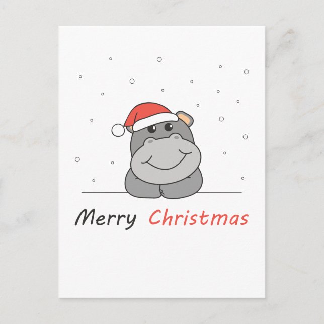 Hippo Navidad Nieve Invierno Animales Hipopótamos (Anverso)