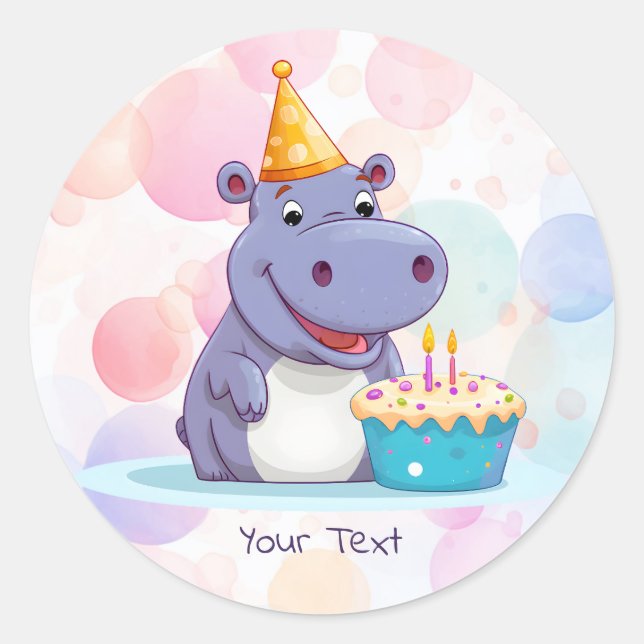 Hippo Pegatina de cumpleaños (Anverso)
