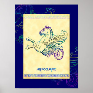 Hippocampus Poster de arte griego de caballos