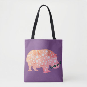 Hippopótamo Hipster Bolsa De Tote De Impresión Com