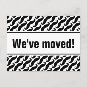 Hipster moviendo postales con huella de bigote neg