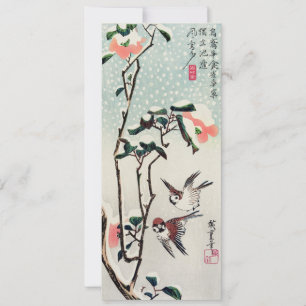 Hiroshige Sparrows y camellias en la nieve