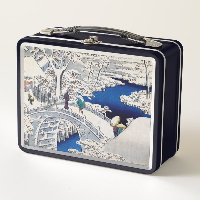 Hiroshige Utagawa - Puente de tambor en Meguro (Anverso)