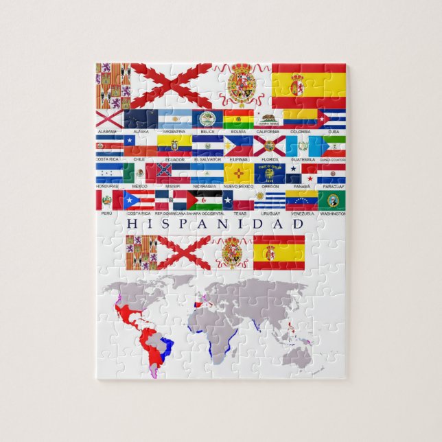 HISPANIDAD orígen con mapa. Puzzle (Vertical)