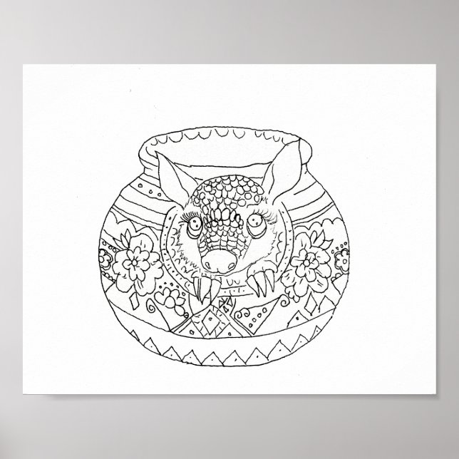 Hispano arte folclórico bebé armadillo página de c (Frente)