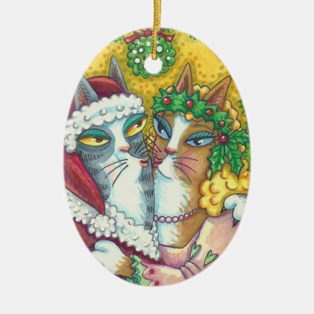 HISS N' FITZ KISSING CATS, ORNAMENTO DE SANTA CLAW (Frente)