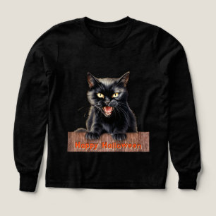 Hissing Black Cat Happy Halloween