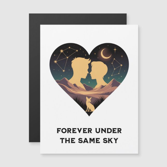 Historia de amor cósmico corazón con amantes y art (Anverso/Reverso)