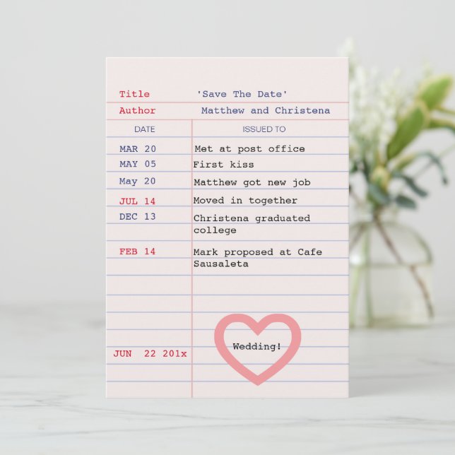 Historia de Amor Fecha de Vencimiento Tarjeta de B (Anverso de pie)