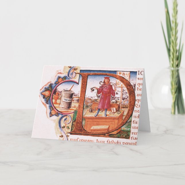 Historiated rubrica "D" que representa a un (Anverso)